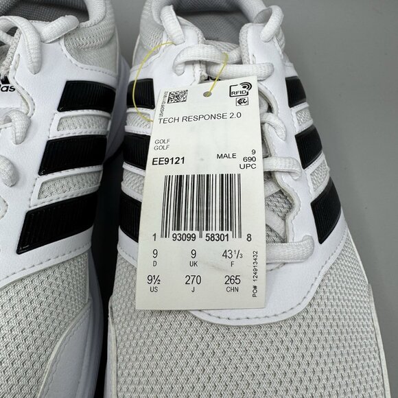 Adidas Tech Response 2.0 White Black Mens Spike Golf Shoes EE9121 Size 9.5 New main image 8